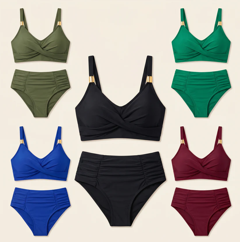 Rocío | Bikini de Cintura Alta con Escote Cruzado