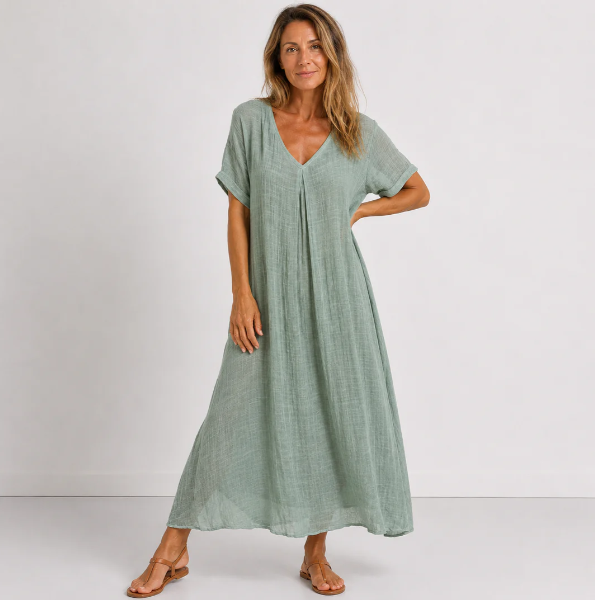 Lucía | Vestido Maxi Fluido con Escote en V