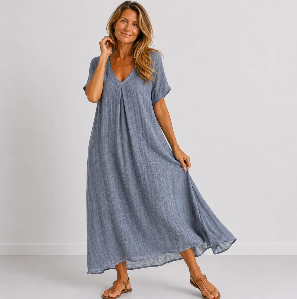 Lucía | Vestido Maxi Fluido con Escote en V