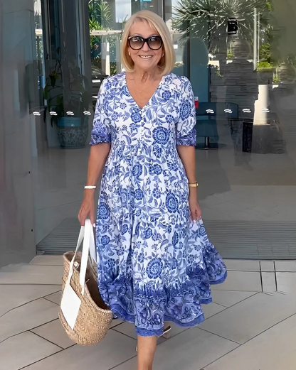 Pilar | Vestido Midi Floral con Escote en V