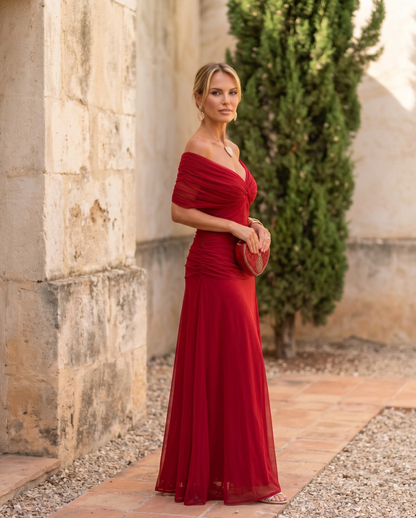 Bianca | Vestido Maxi de Fiesta con Escote Bardot