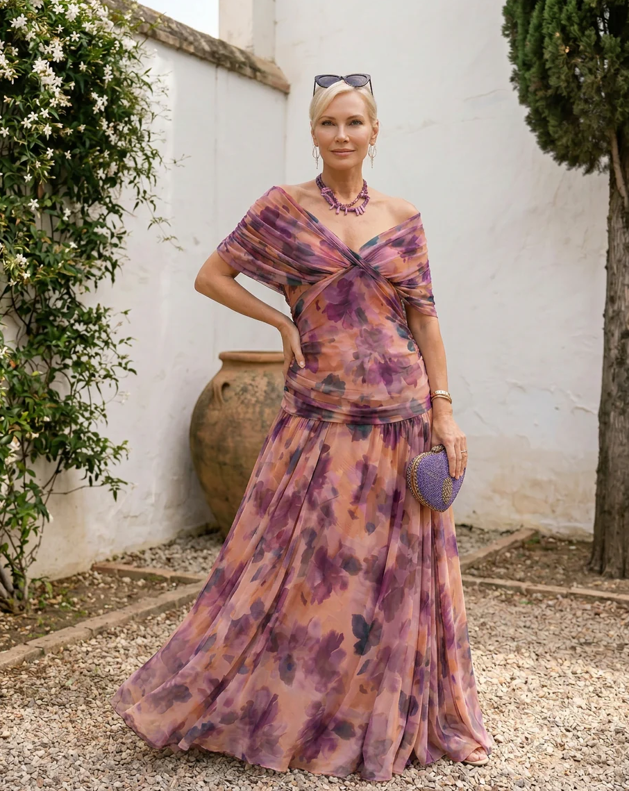 Bianca | Vestido Maxi de Fiesta con Escote Bardot