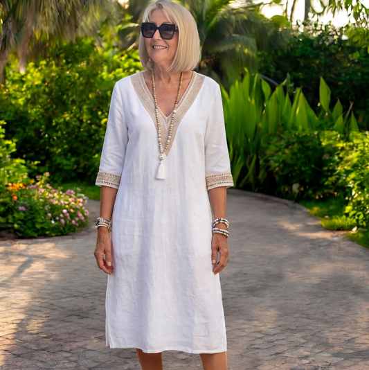 Irene | Vestido Midi con Escote en V y Manga Media