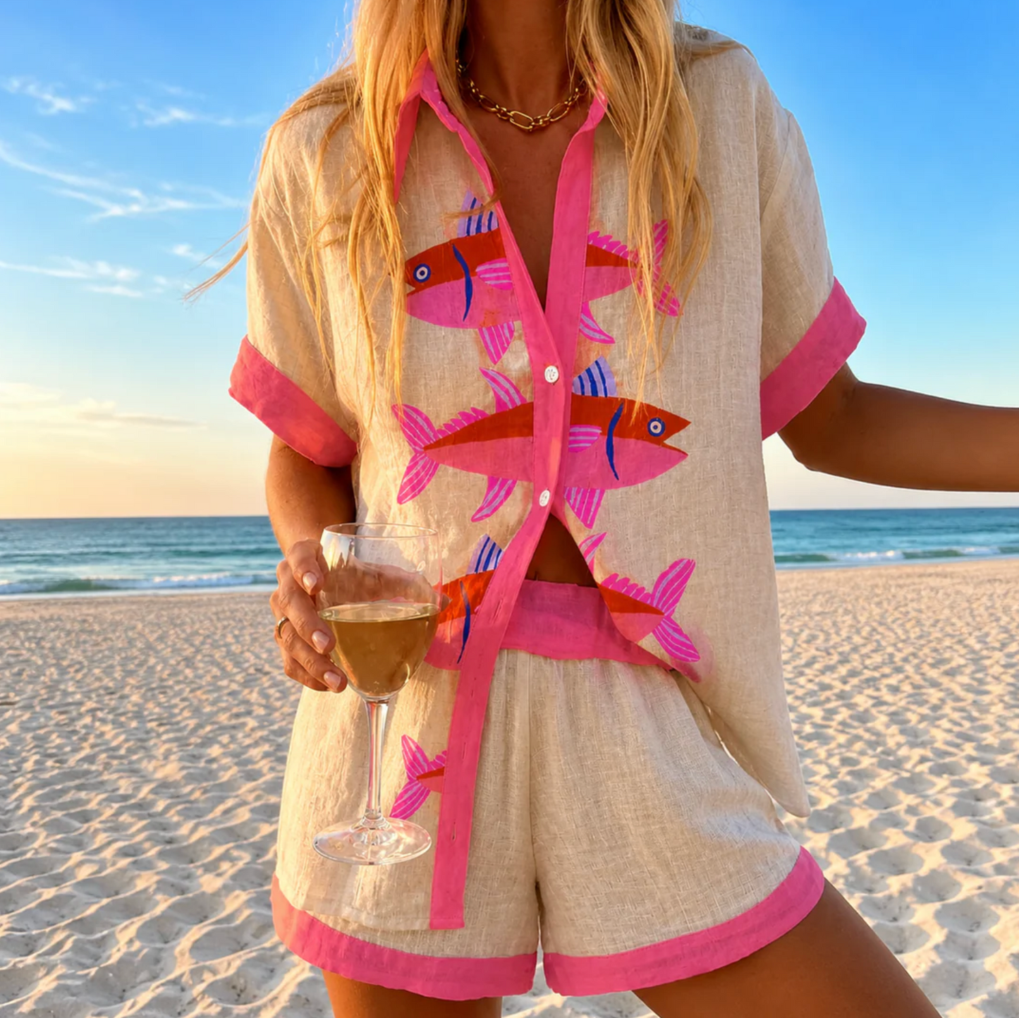 Adriana | Conjunto de Lino con Camisa y Short a Juego
