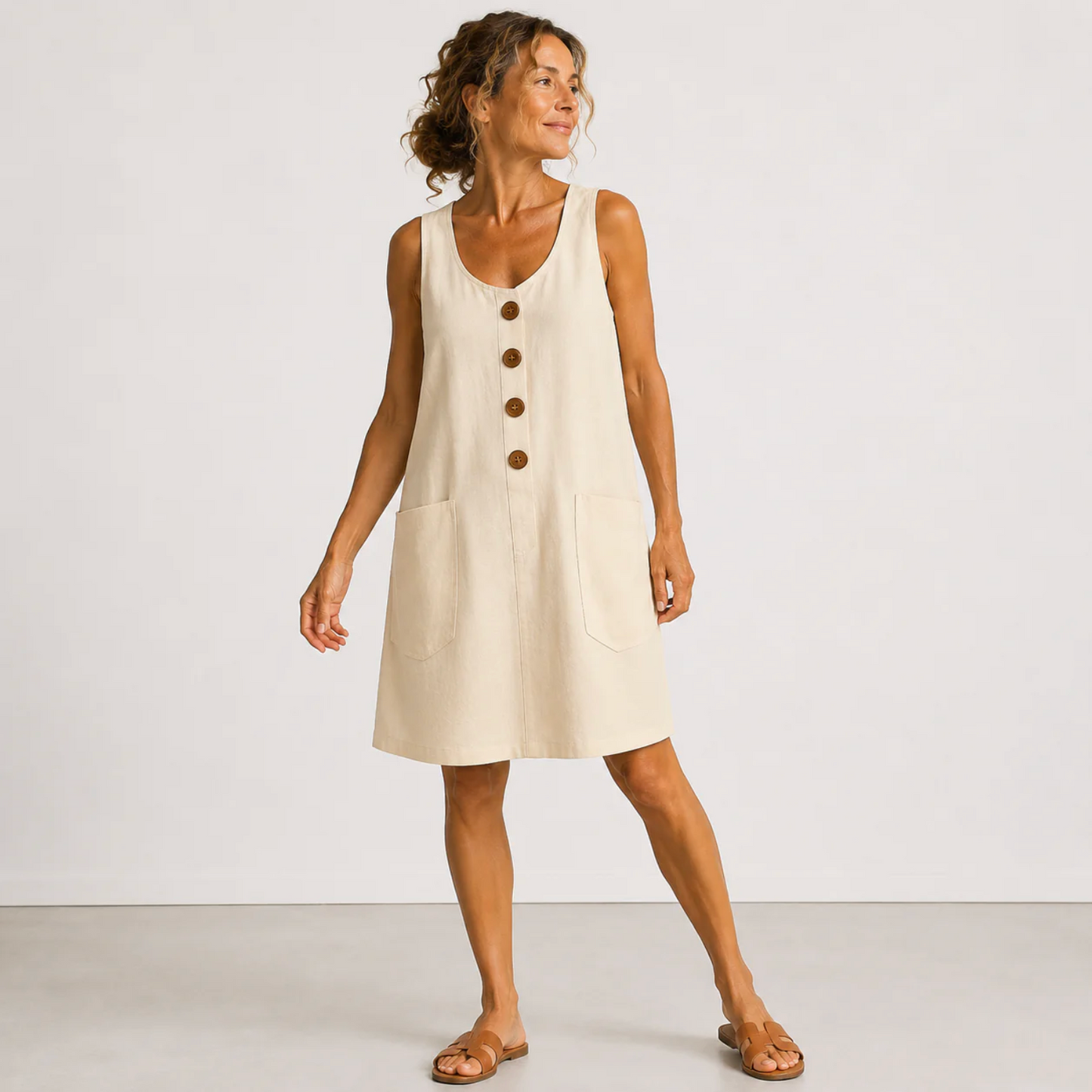 Julia | Vestido de Lino con Botones