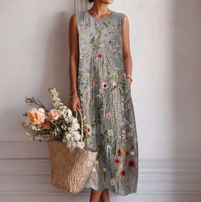 Teresa | Vestido Midi con Estampado Botánico