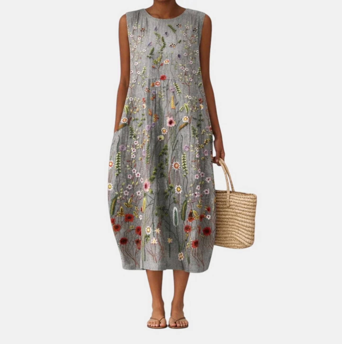 Teresa | Vestido Midi con Estampado Botánico
