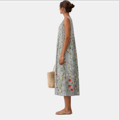 Teresa | Vestido Midi con Estampado Botánico