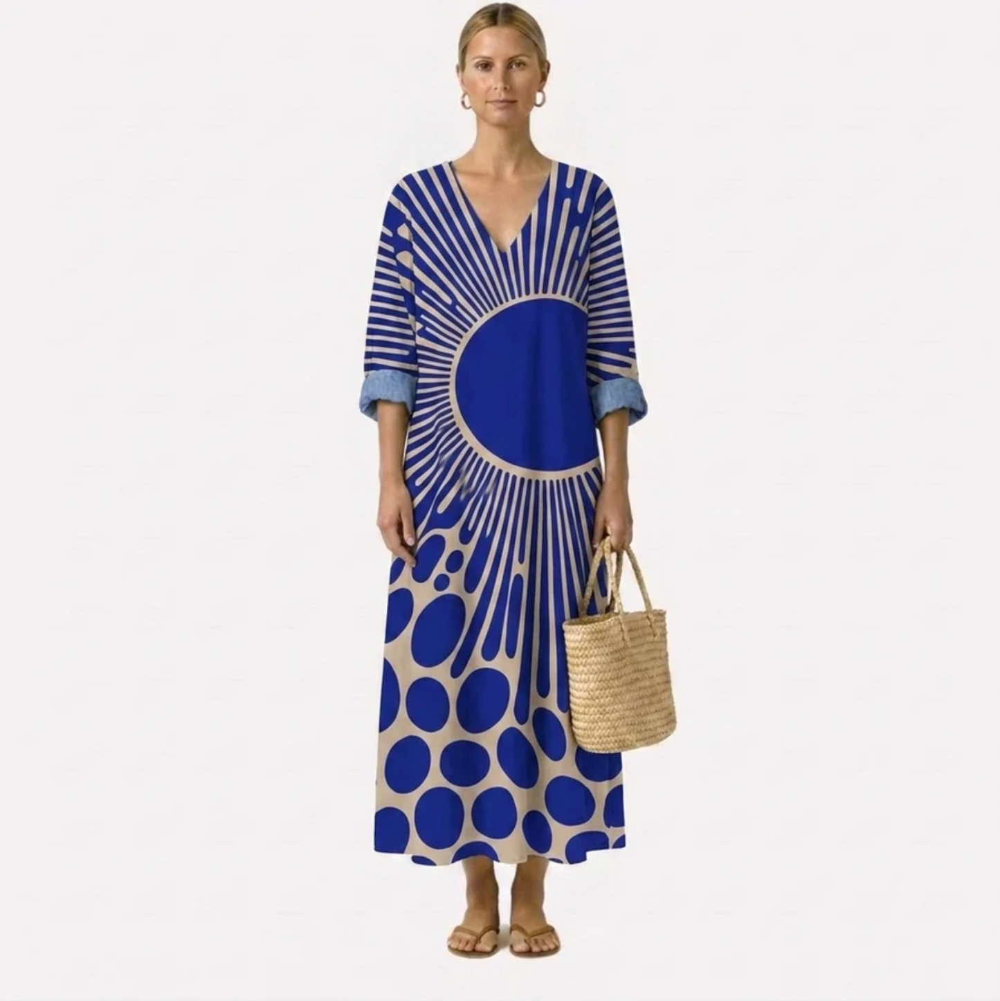 Aina | Vestido Midi con Estampado Artístico