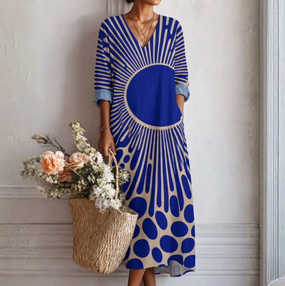 Aina | Vestido Midi con Estampado Artístico