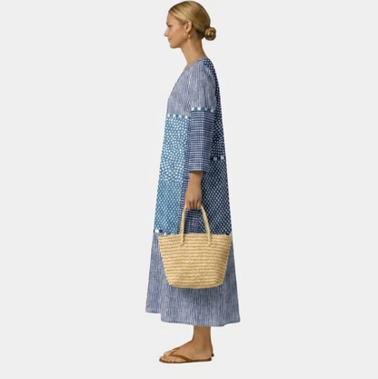 Lara | Vestido Midi Patchwork con Escote en V