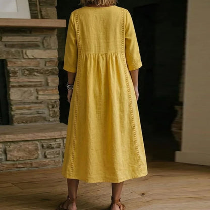 Noa | Vestido Maxi Fluido con Detalles de Encaje
