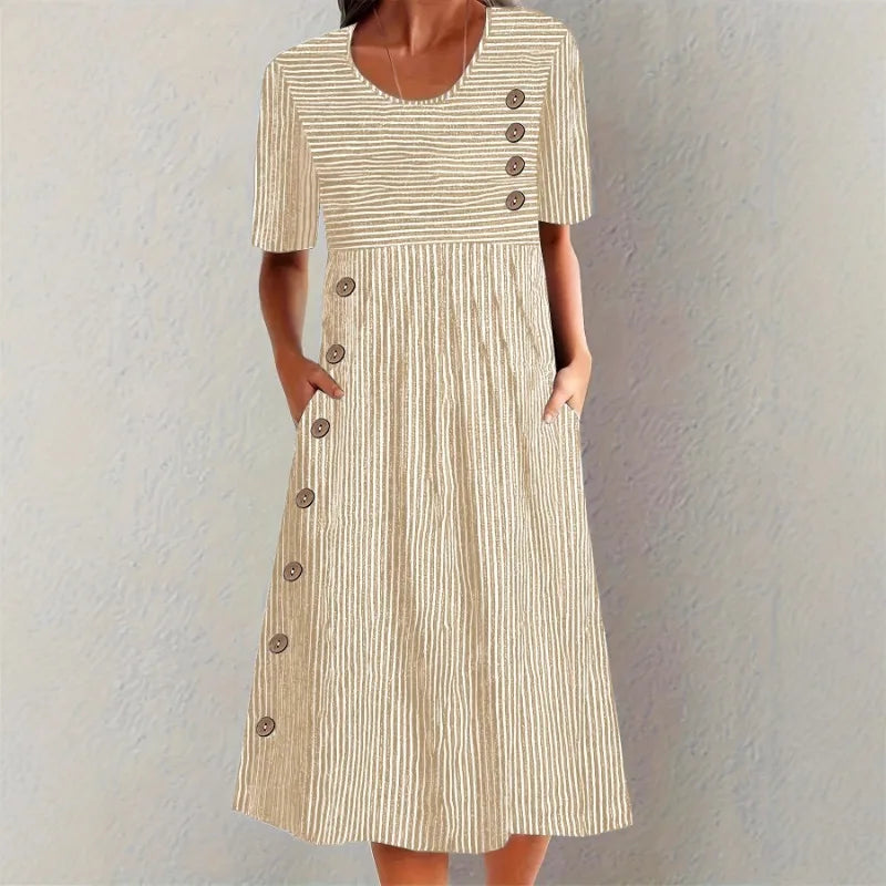 Marina | Vestido Midi de rayas con corte favorecedor