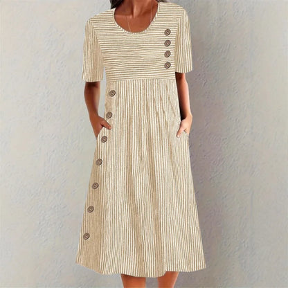 Marina | Vestido Midi de rayas con corte favorecedor