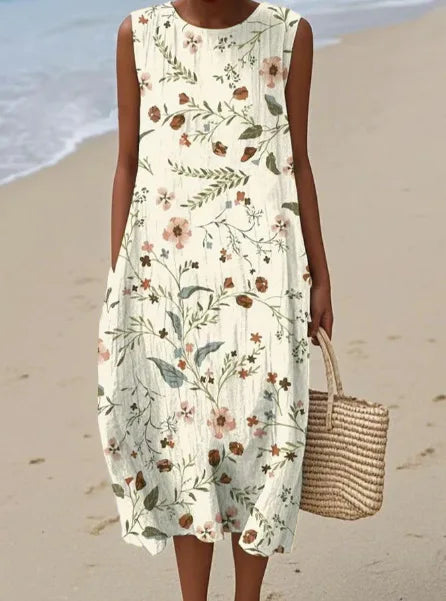 Manuela | Vestido Midi Floral con Bolsillos