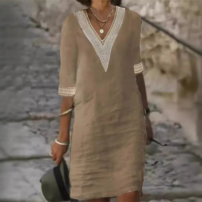 Irene | Vestido Midi con Escote en V y Manga Media