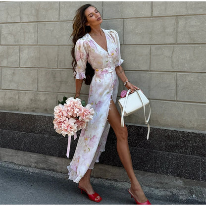 Aisha | Vestido Maxi Estampado con Cinta al Hombro
