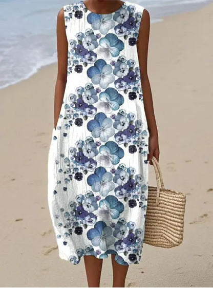 Manuela | Vestido Midi Floral con Bolsillos