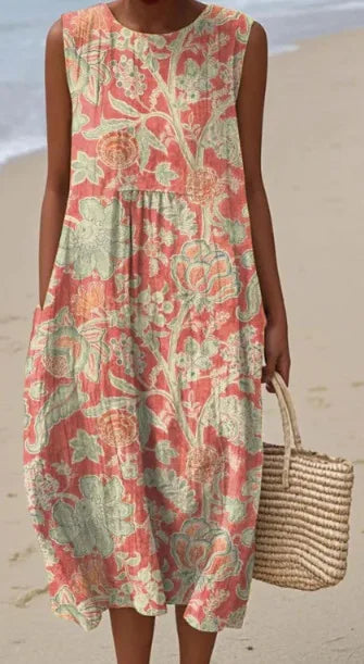 Manuela | Vestido Midi Floral con Bolsillos