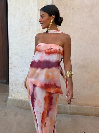 Aisha | Vestido Maxi Estampado con Cinta al Hombro