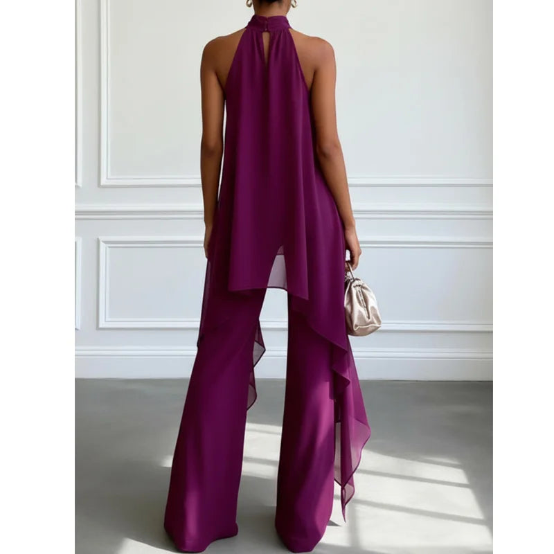 Valentina | Conjunto Halter Fluido con Pantalón Palazzo