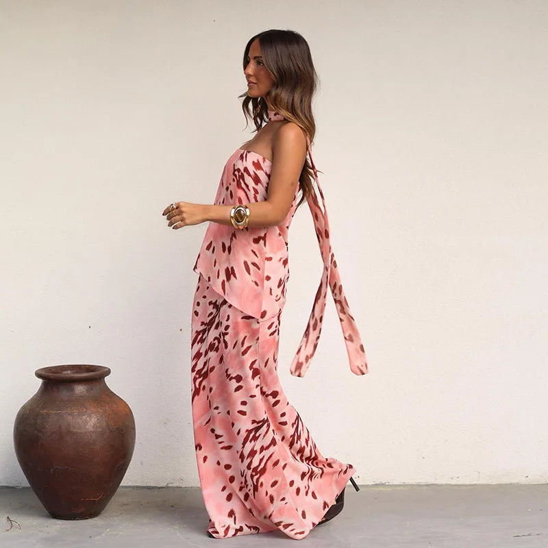 Aisha | Vestido Maxi Estampado con Cinta al Hombro