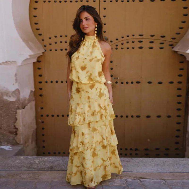 Aisha | Vestido Maxi Estampado con Cinta al Hombro