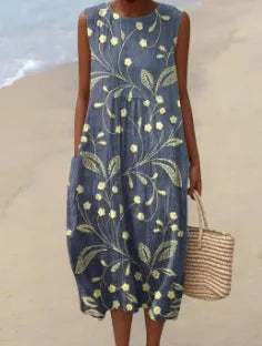 Manuela | Vestido Midi Floral con Bolsillos