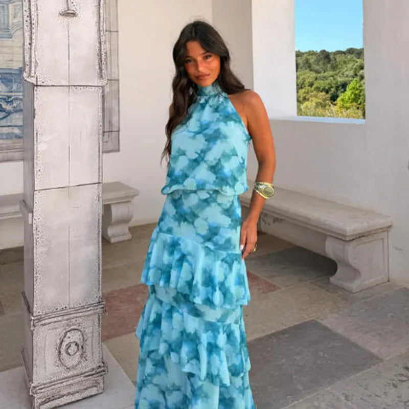 Aisha | Vestido Maxi Estampado con Cinta al Hombro