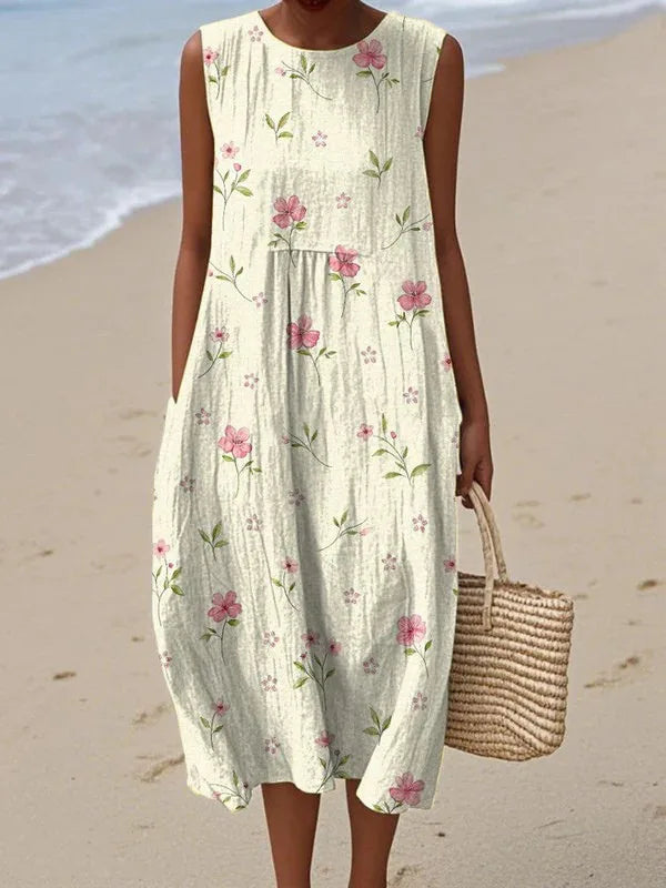 Manuela | Vestido Midi Floral con Bolsillos