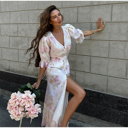 Aisha | Vestido Maxi Estampado con Cinta al Hombro