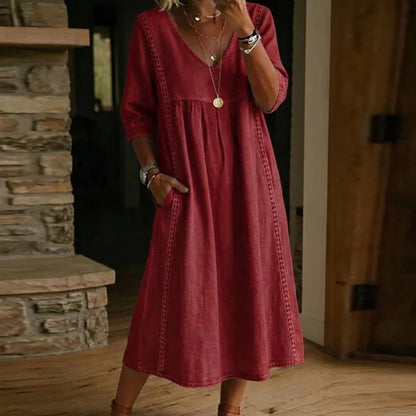 Noa | Vestido Maxi Fluido con Detalles de Encaje