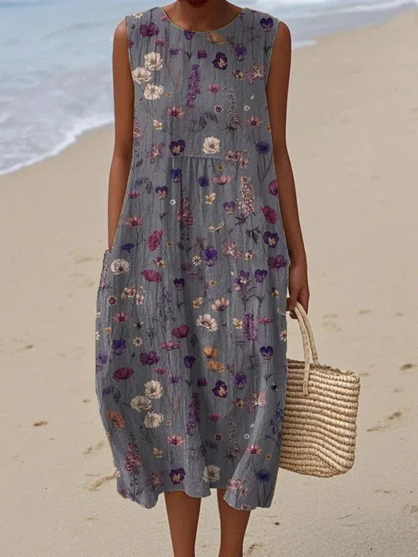 Manuela | Vestido Midi Floral con Bolsillos