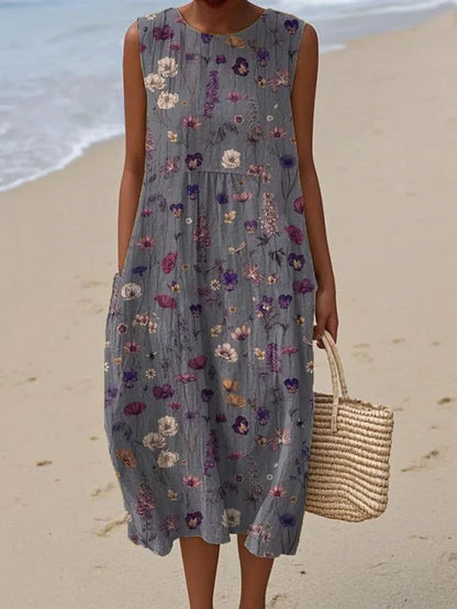 Manuela | Vestido Midi Floral con Bolsillos