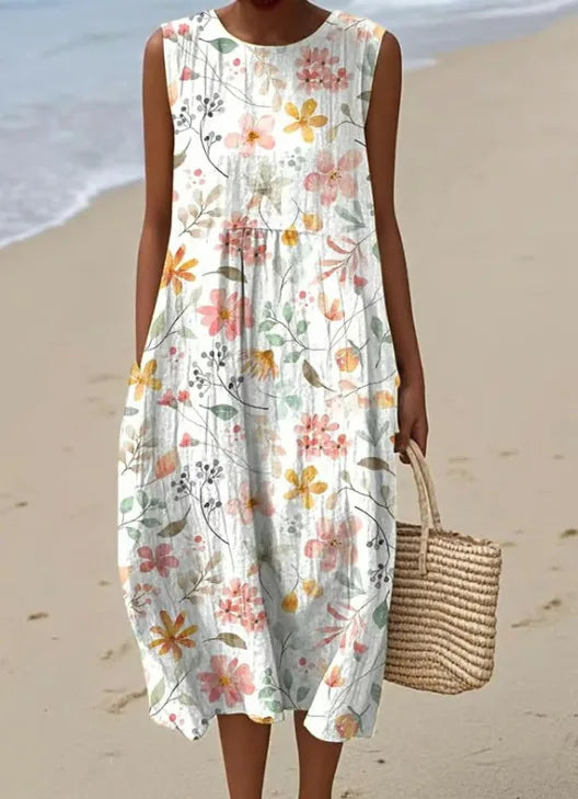 Manuela | Vestido Midi Floral con Bolsillos