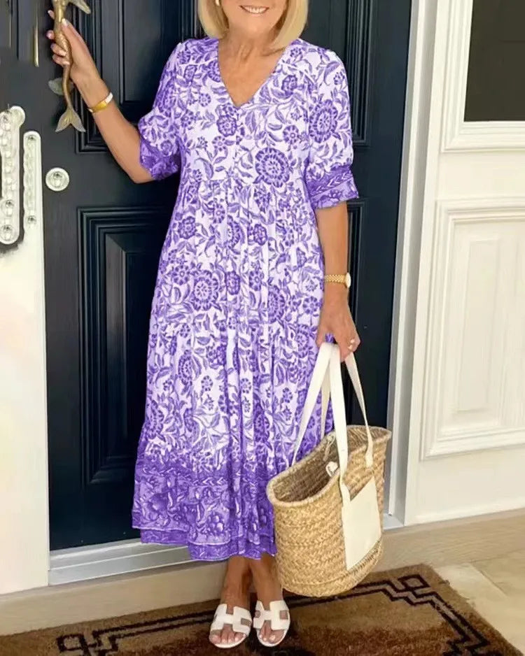 Pilar | Vestido Midi Floral con Escote en V