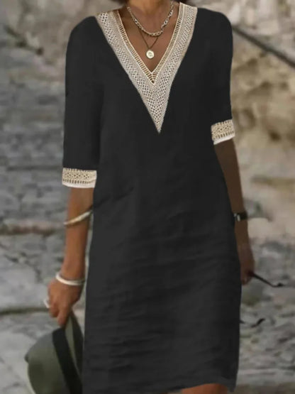 Irene | Vestido Midi con Escote en V y Manga Media