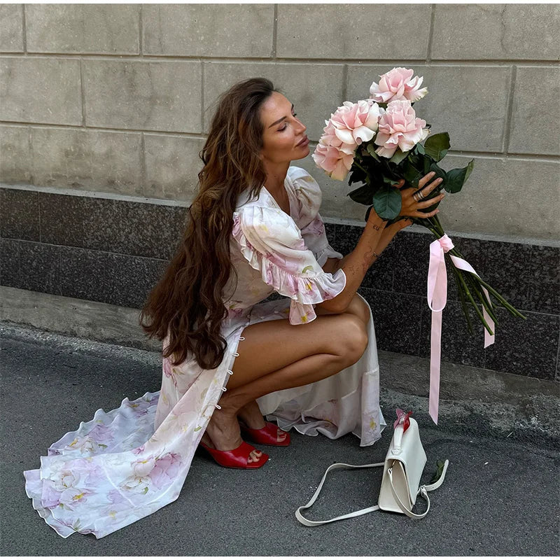 Aisha | Vestido Maxi Estampado con Cinta al Hombro