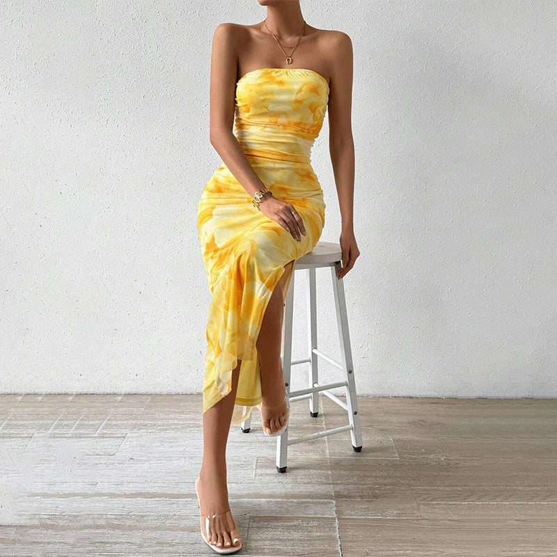 Camila | Vestido Midi Asimétrico Drapeado