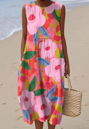 Manuela | Vestido Midi Floral con Bolsillos