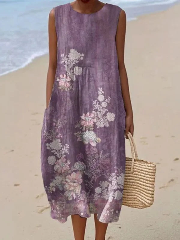 Manuela | Vestido Midi Floral con Bolsillos