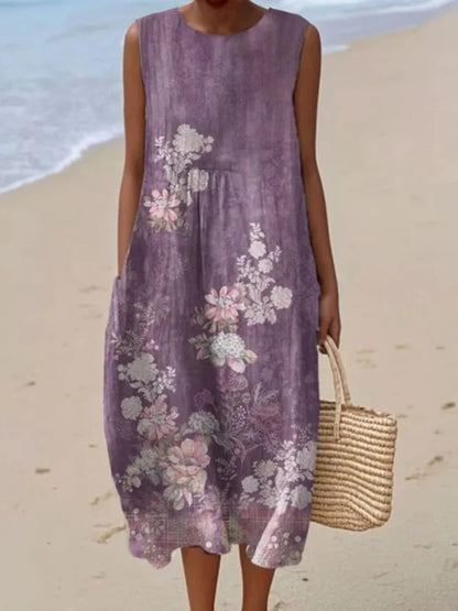 Manuela | Vestido Midi Floral con Bolsillos
