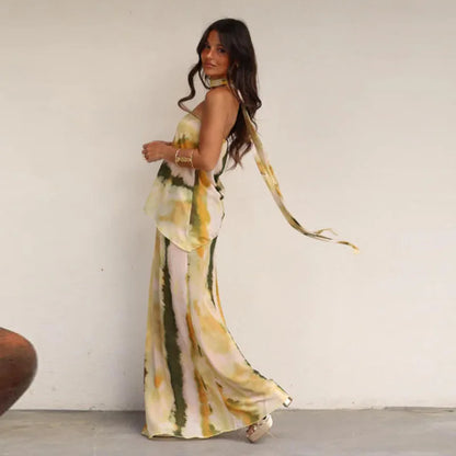 Aisha | Vestido Maxi Estampado con Cinta al Hombro