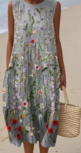 Teresa | Vestido Midi con Estampado Botánico