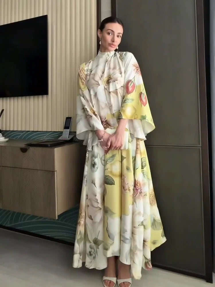 Aisha | Vestido Maxi Estampado con Cinta al Hombro