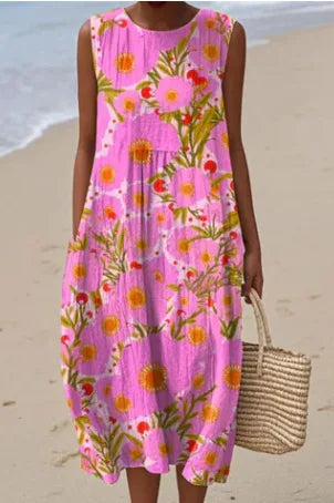 Manuela | Vestido Midi Floral con Bolsillos