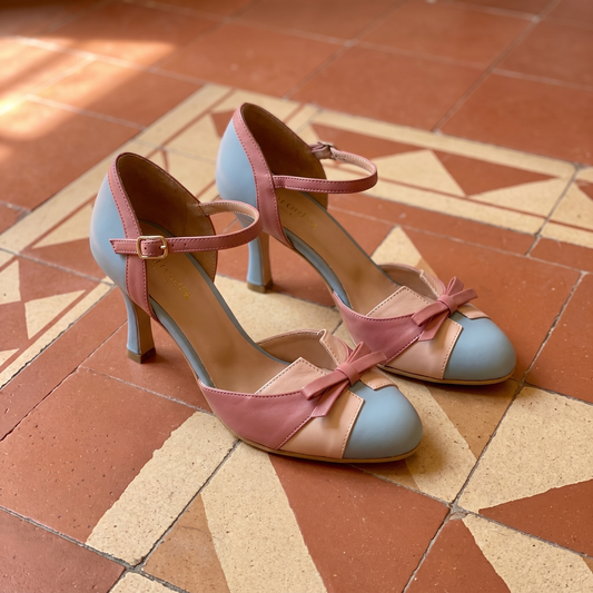Zapatos de Tacón con Lazo y Combinación de Colores - Sara Loza