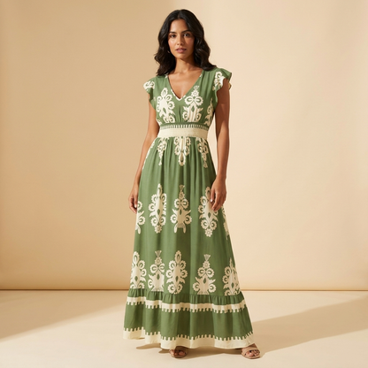 Penélope | Vestido Maxi Barroco con Escote en V