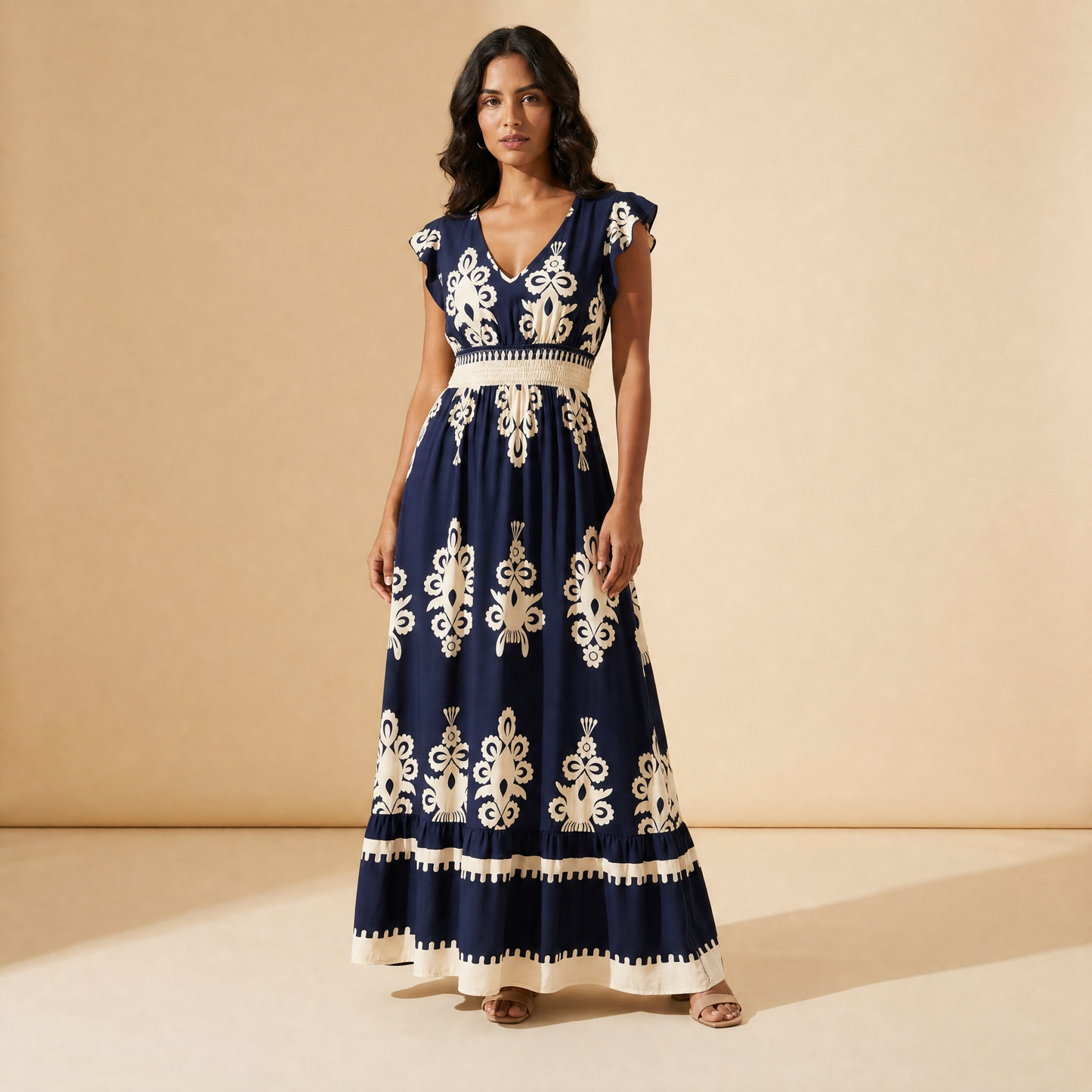 Penélope | Vestido Maxi Barroco con Escote en V