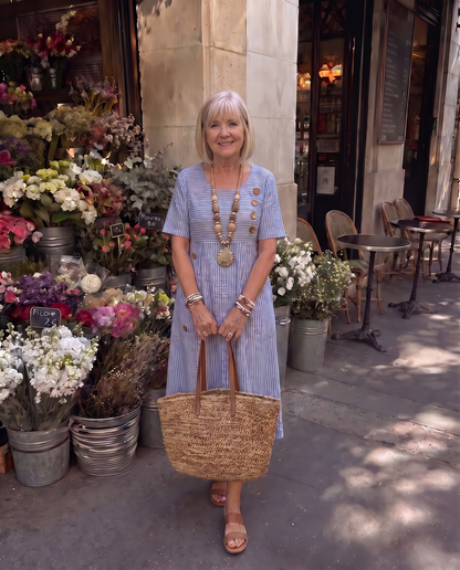 Marina | Vestido Midi de rayas con corte favorecedor